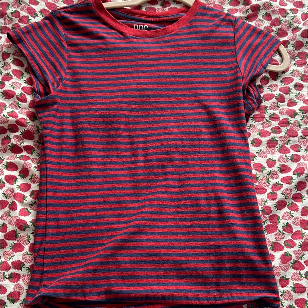 Women’s Striped Short Sleeve Tee - Red & Navy